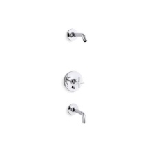 Kohler T14421-3L-CP - Purist® Rite-Temp® bath and shower trim set with push-button diverter and cross handle,