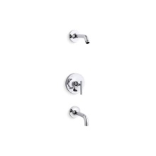 Kohler T14421-4L-CP - Purist® Rite-Temp® bath and shower trim set with push-button diverter and lever handle,