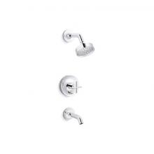 Kohler T14420-3G-CP - Purist® Rite-Temp® bath and shower trim kit with push-button diverter and cross handle,