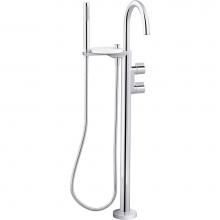Kohler T77984-4-CP - Components® Floor-mount bath filler trim with lever handles and handshower