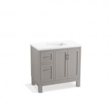Kohler 31244-ASB-1WT - Quo® 36'' bathroom vanity cabinet with sink and quartz top