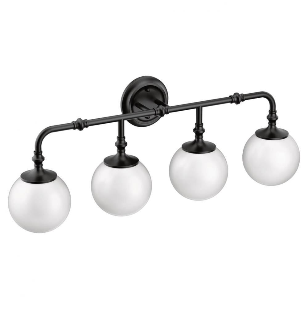 Matte Black Four Globe Bath Light
