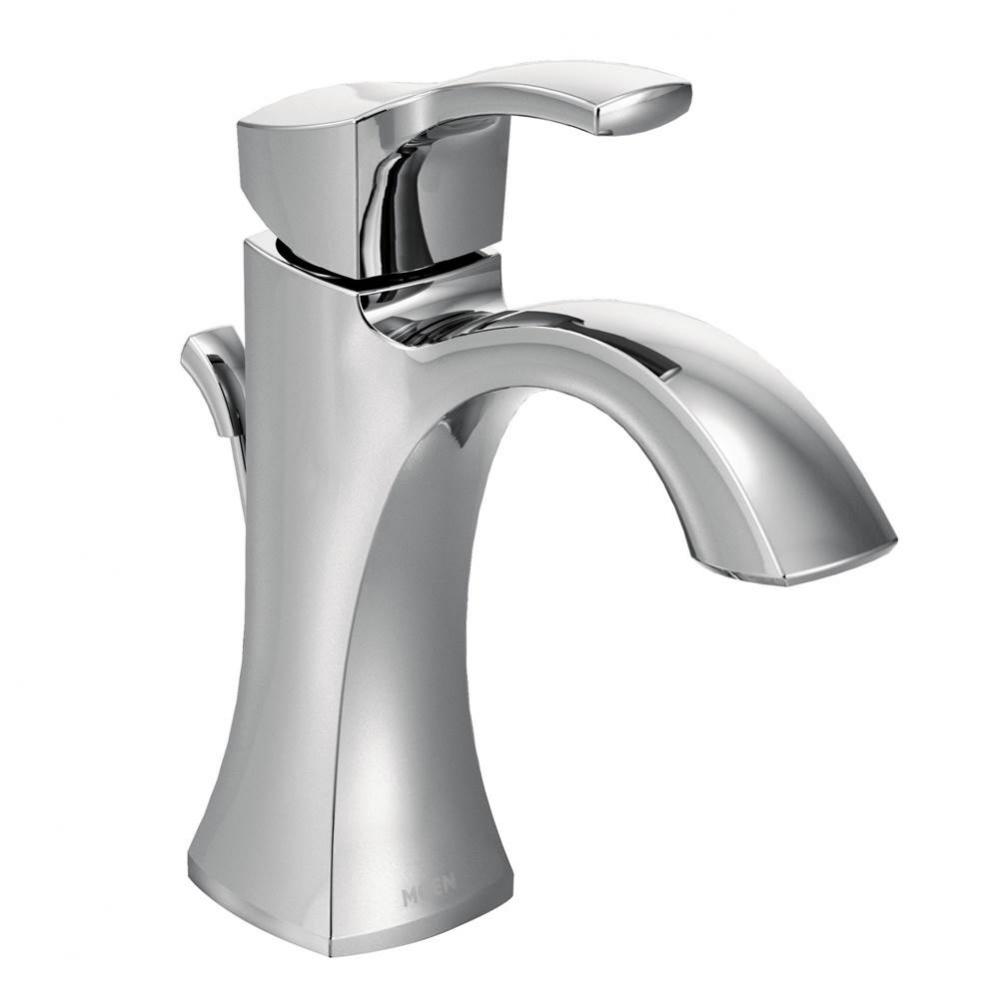Voss One-Handle Single Hole Bathroom Sink Faucet with Optional Deckplate, Chrome