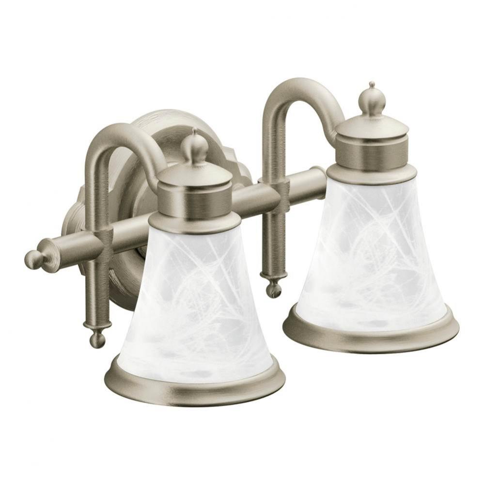 Brushed Nickel Two Globe Bath Light