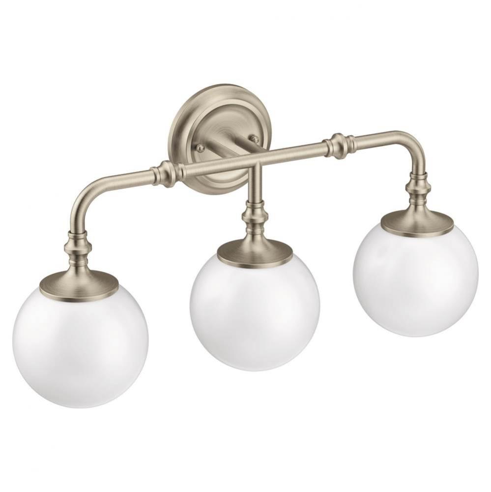 Brushed Nickel Three Globe Bath Light