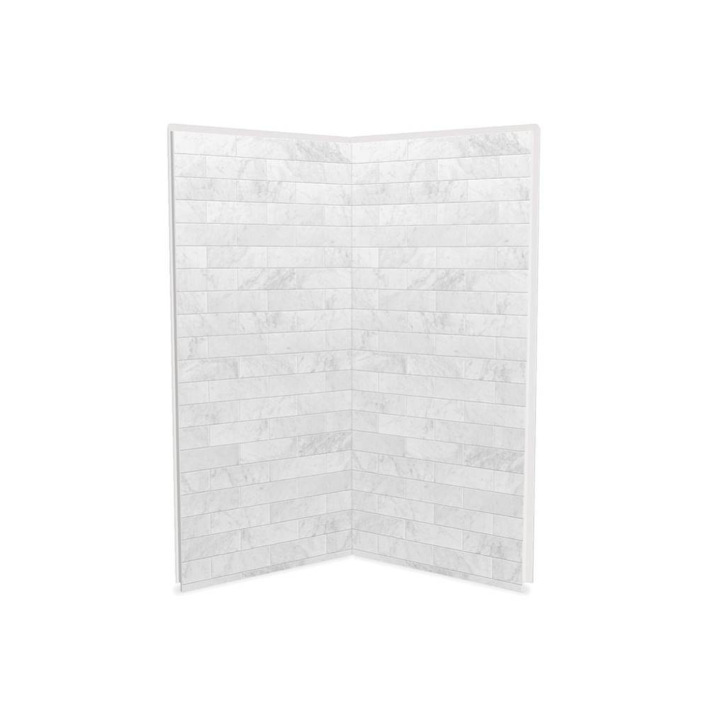 Utile 3636 Composite Direct-to-Stud Two-Piece Corner Shower Wall Kit in Marble Carrara