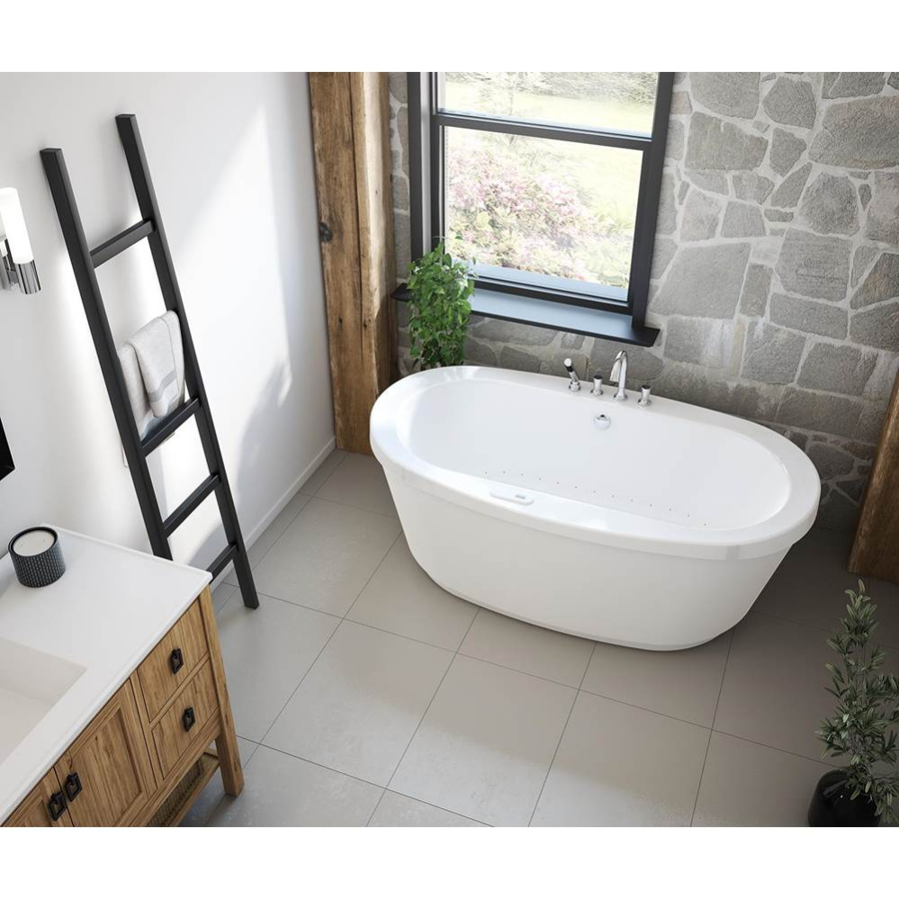 Jazz F 66 x 36 Acrylic Freestanding Center Drain Aerofeel Bathtub in White with White Skirt