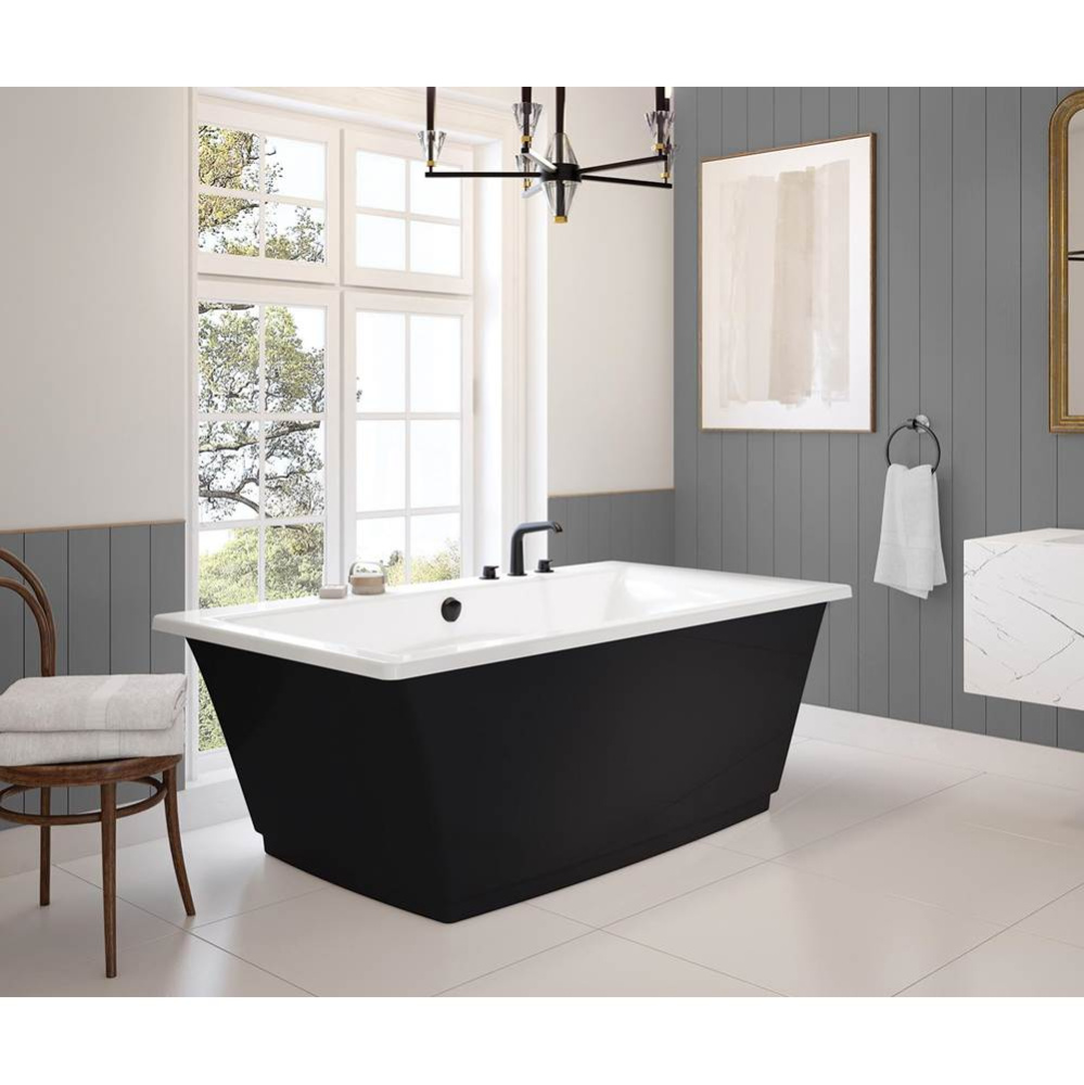 Optik 6636 F Acrylic Freestanding Center Drain Aerofeel Bathtub in White with Black Skirt