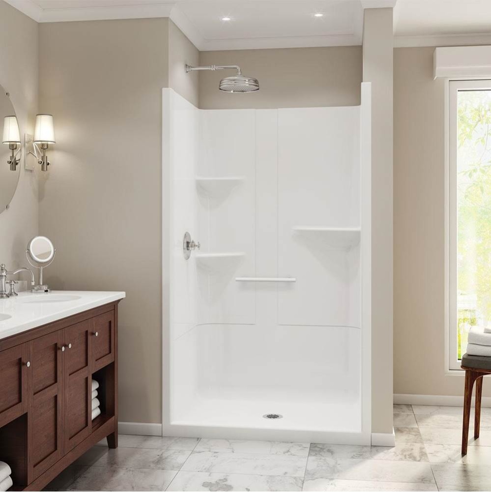 Camelia SH-4834 Acrylic Alcove Center Drain One-Piece Shower in White