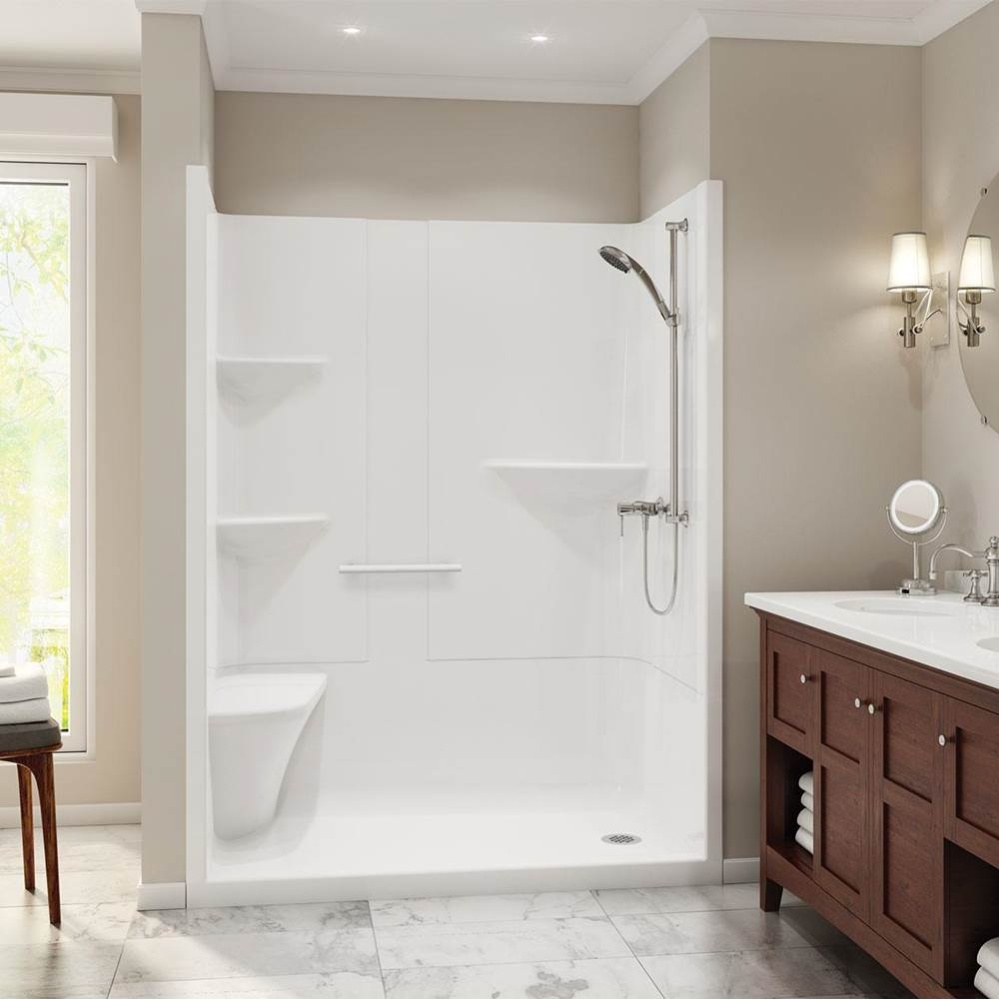 Camelia SH-6034 Acrylic Alcove Left-Hand Drain One-Piece Shower in White