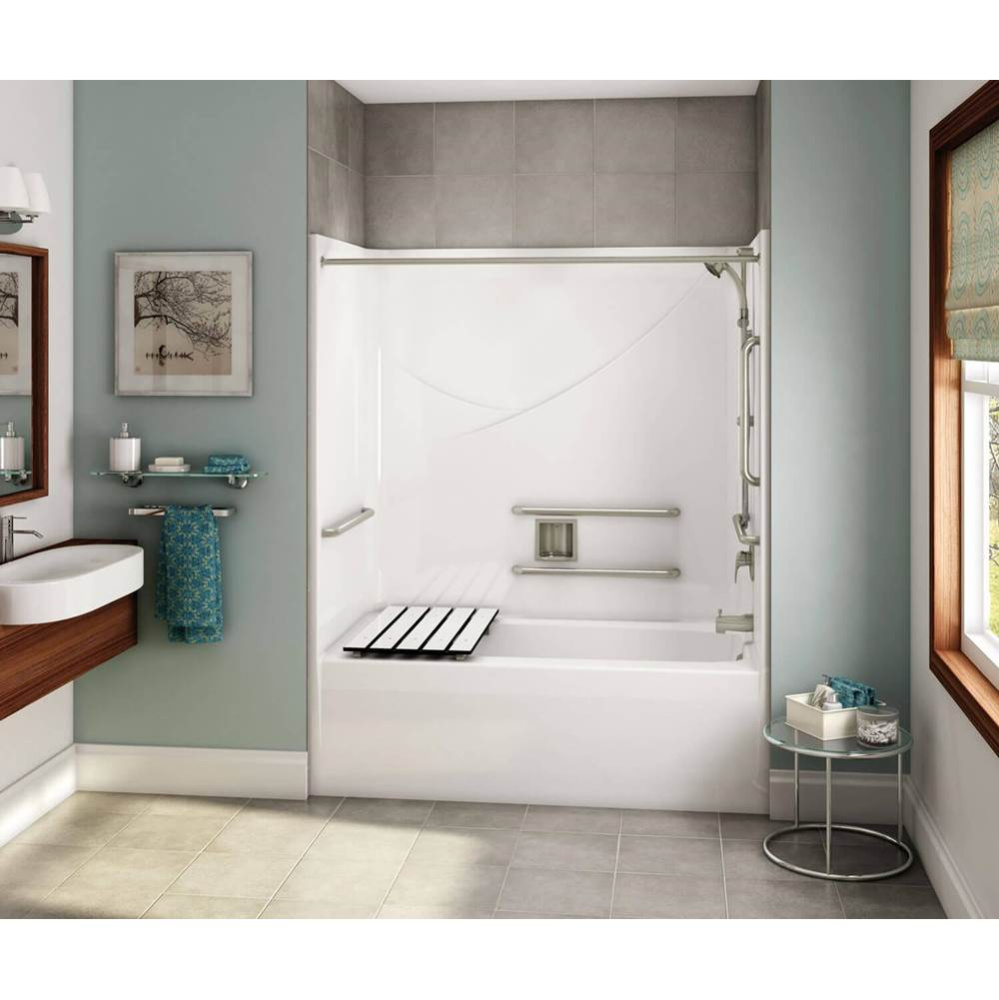 OPTS-6032 - ANSI Compliant AcrylX Alcove Left-Hand Drain One-Piece Tub Shower in White