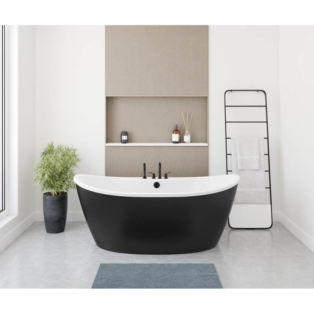 Delsia 6636 AcrylX Freestanding Center Drain Bathtub in White with Black Skirt