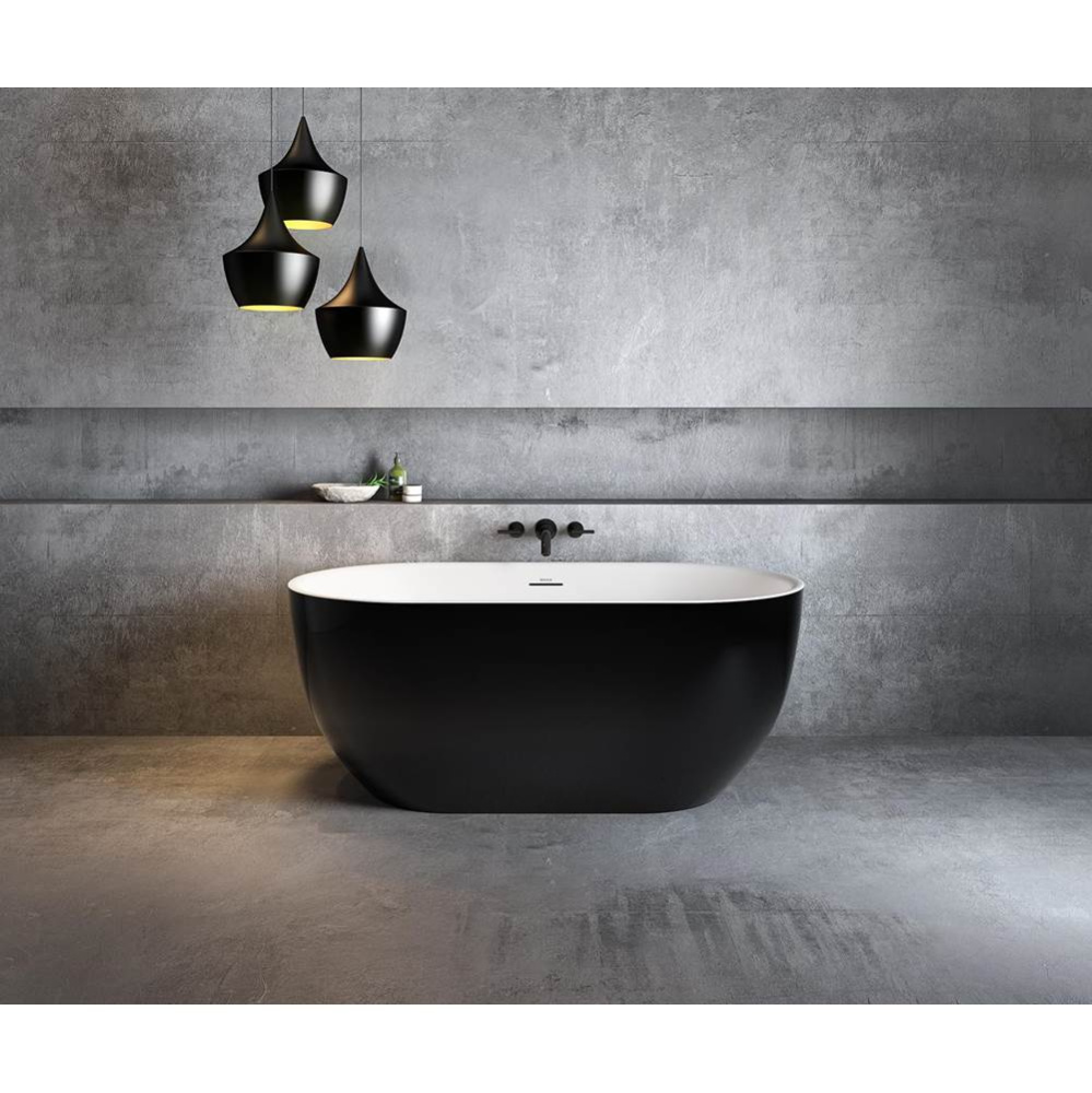 Tosca 5932 Acrylic Freestanding Center Drain Bathtub in White with Black Skirt