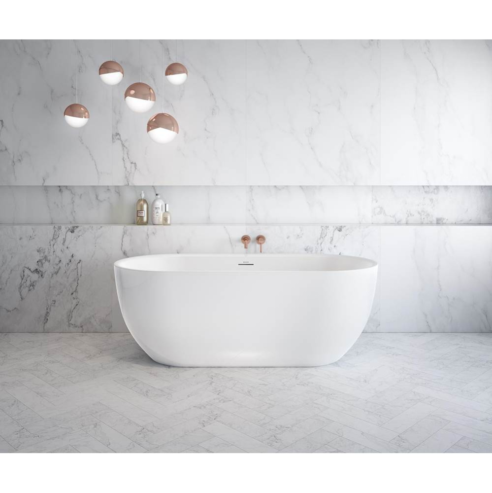 Tosca 6732 Acrylic Freestanding Center Drain Bathtub in White with White Skirt