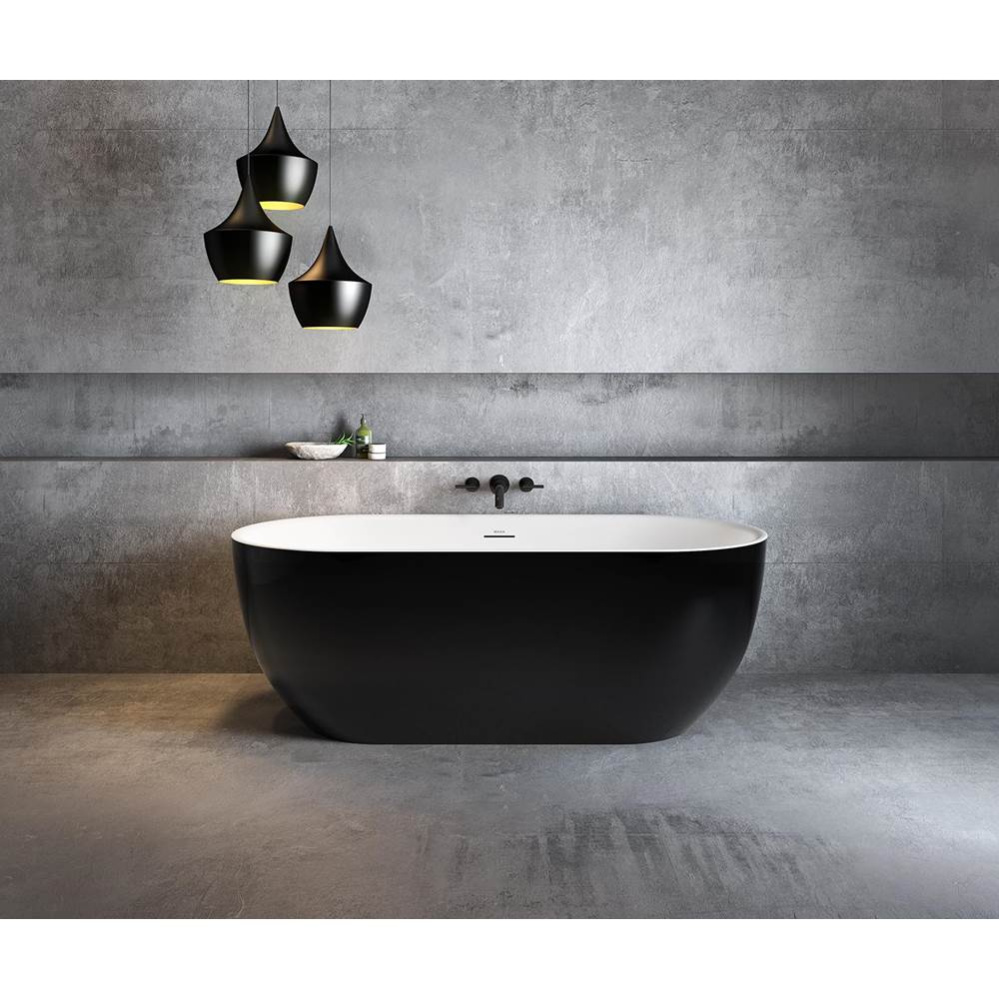 Tosca 6732 Acrylic Freestanding Center Drain Bathtub in White with Black Skirt