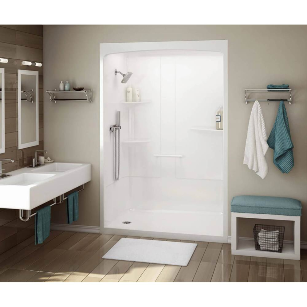 ALLIA SHR-6034 Acrylic Alcove Right-Hand Drain One-Piece Shower in White