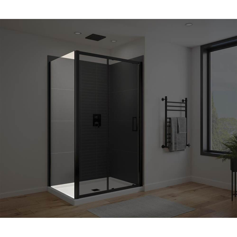 Connect Pro Return Panel for 32 in. Base with Clear glass in Matte Black