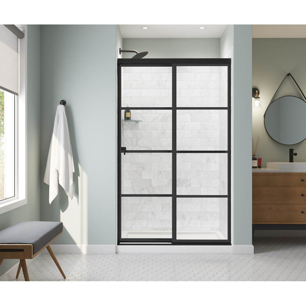 Incognito 76 Shaker 44-47 x 76 in. 8mm Bypass Shower Door for Alcove Installation with Shaker glas