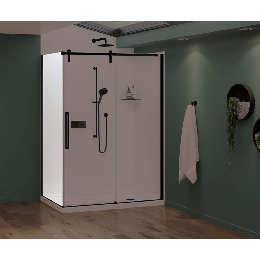 Nebula Return Panel for 36 in. Base with Clear glass in Matte Black