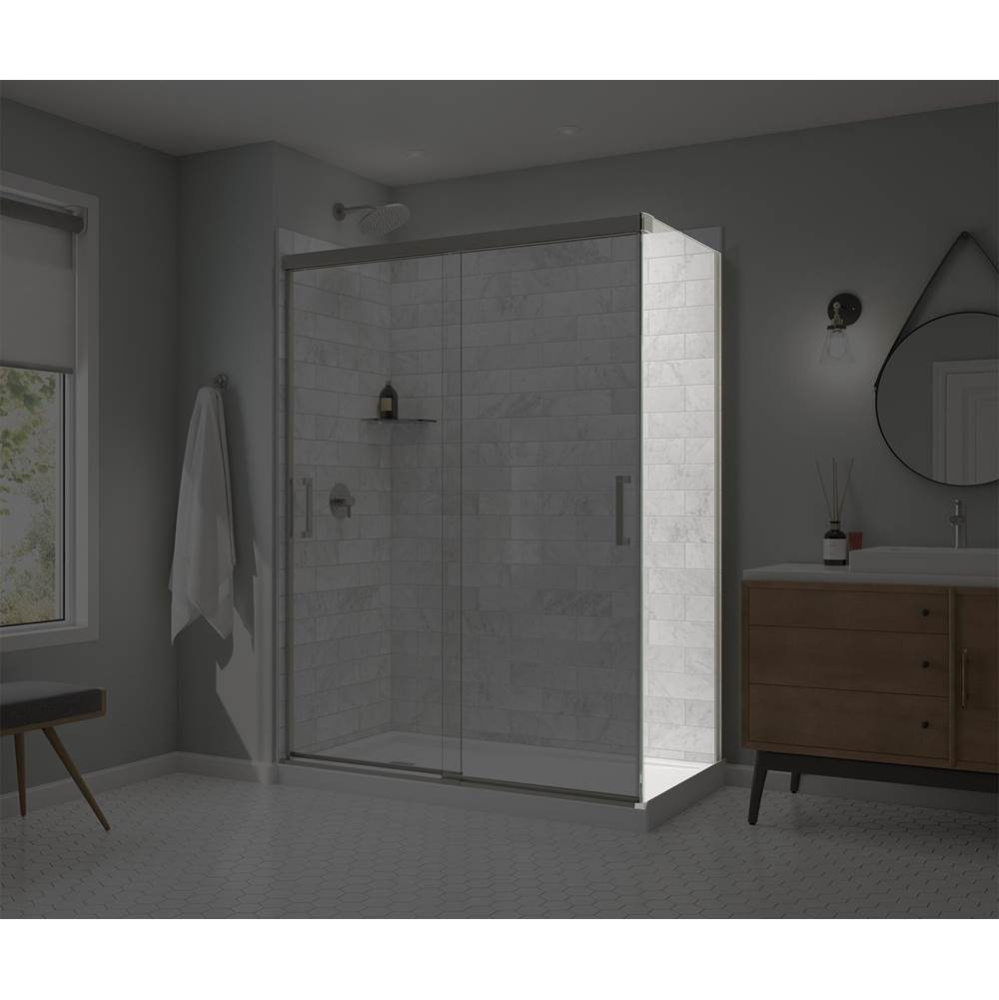 Incognito 76 Return Panel for 32 in. Base with Clear glass in Brushed Nickel