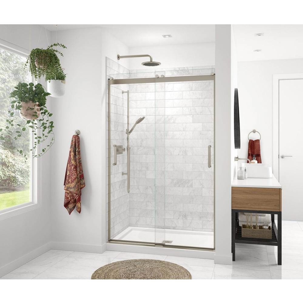 Revelation Round 44-47 in. x 70.5-73 in. 6 mm Bypass Shower Door for Alcove with Clear glass in Br