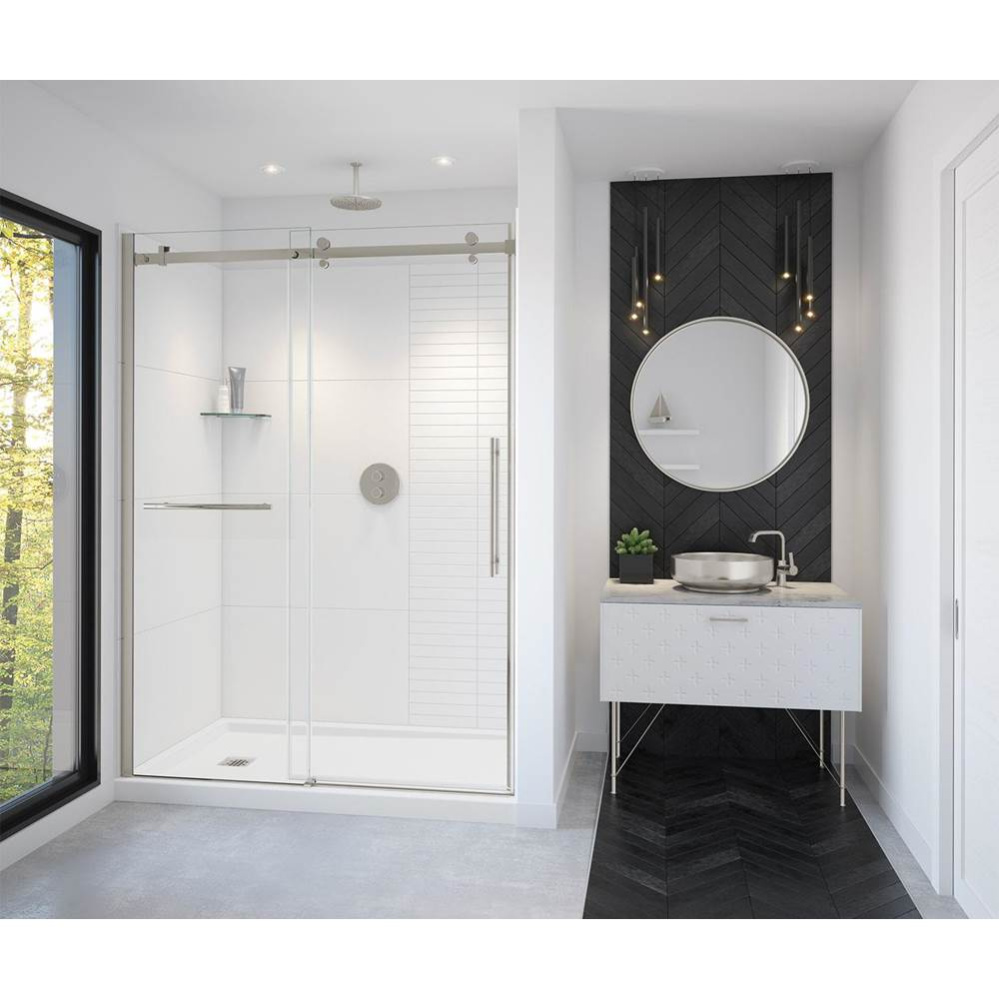 Vela 56.5-59 x 78.75 in. 8mm Sliding Shower Door with Towel Bar for Alcove Installation with Clear