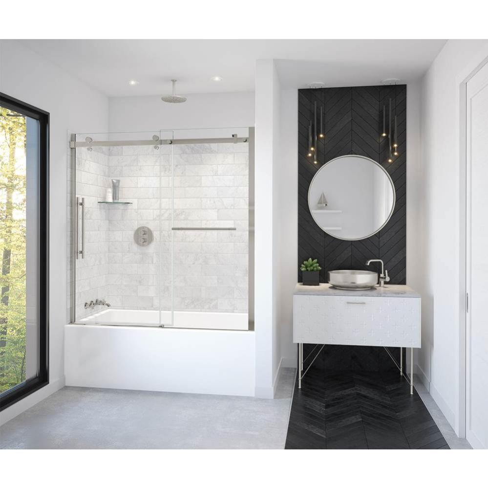 Vela 56.5-59 x 59 in. 8 mm Sliding Tub Door with Towel Bar for Alcove Installation with Clear glas