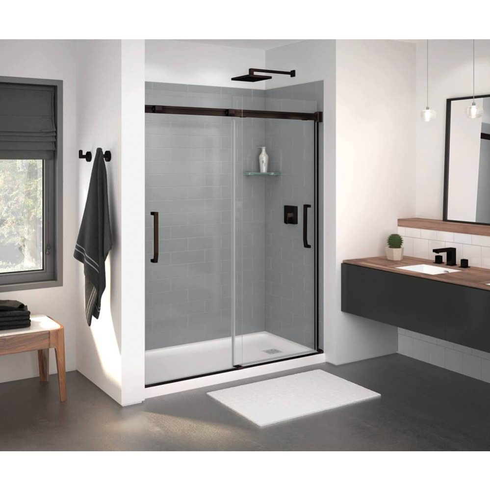 Inverto 56-59 x 70.5-74 in. 8mm Bypass Shower Door for Alcove Installation with Clear glass in Dar