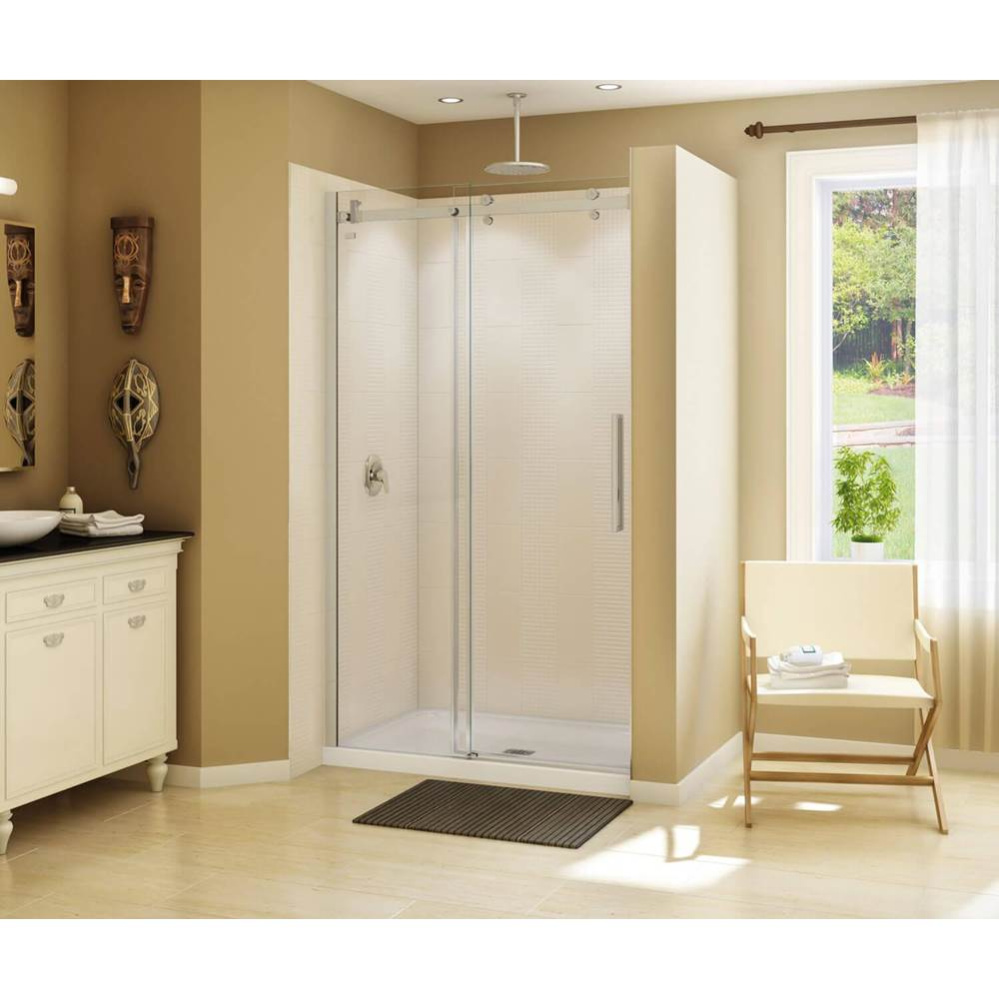 Halo 44.5-47 x 78.75 in. 8mm Sliding Shower Door for Alcove Installation with Clear glass in Brush