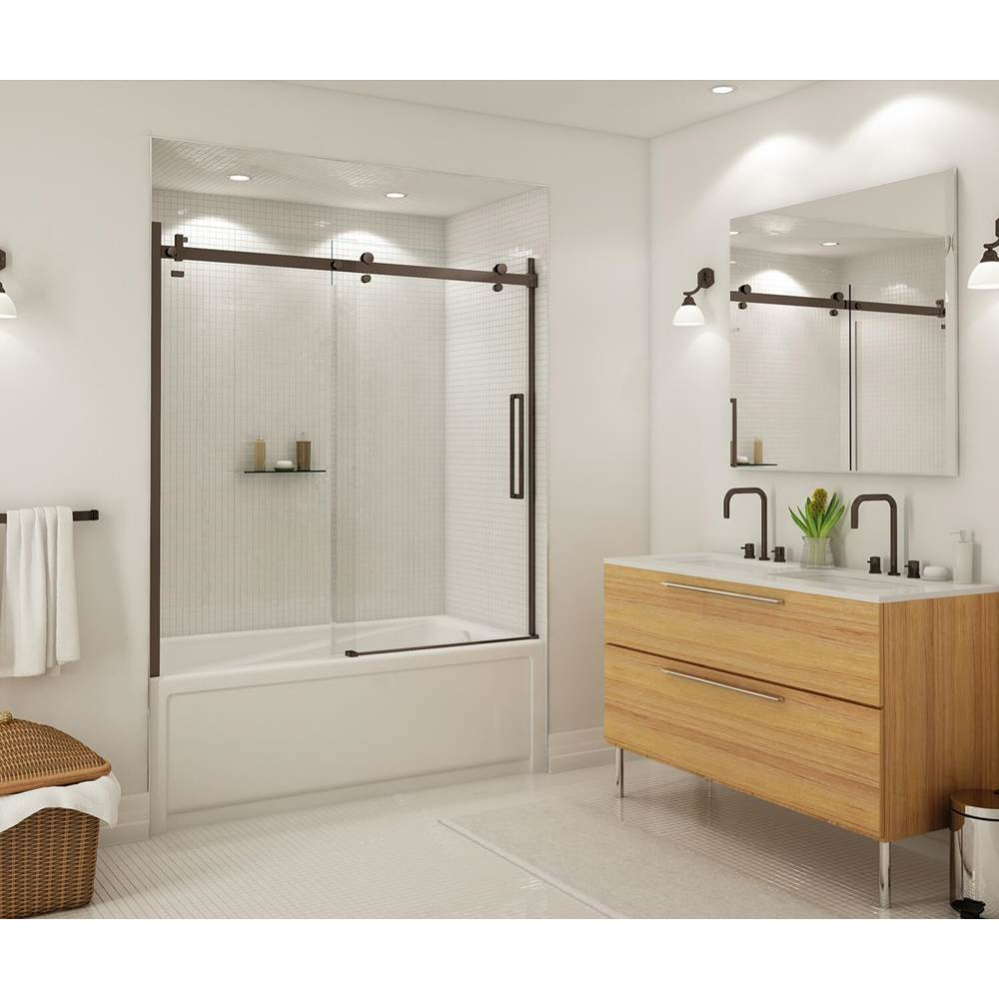 Halo 56.5-59 x 59 in. 8 mm Sliding Tub Door for Alcove Installation with Clear glass in Dark Bronz
