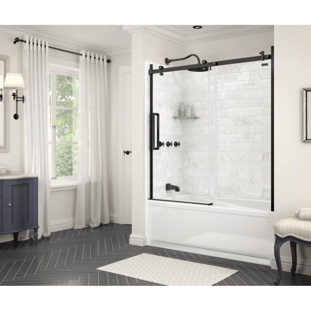 Halo 56.5-59 x 59 in. 8 mm Sliding Tub Door for Alcove Installation with Clear glass in Matte Blac