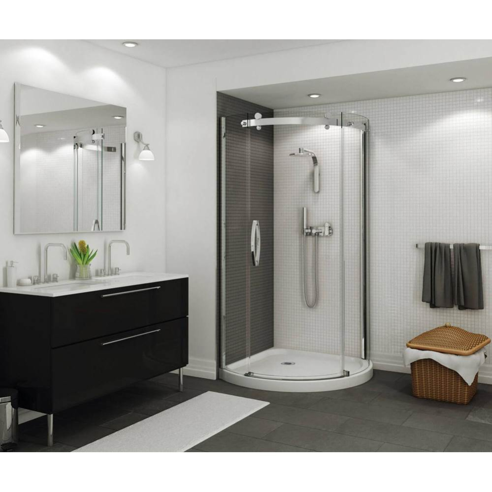 Halo Round 36 x 36 x 76 in Sliding Shower Door for Corner Installation with Clear glass in Chrome