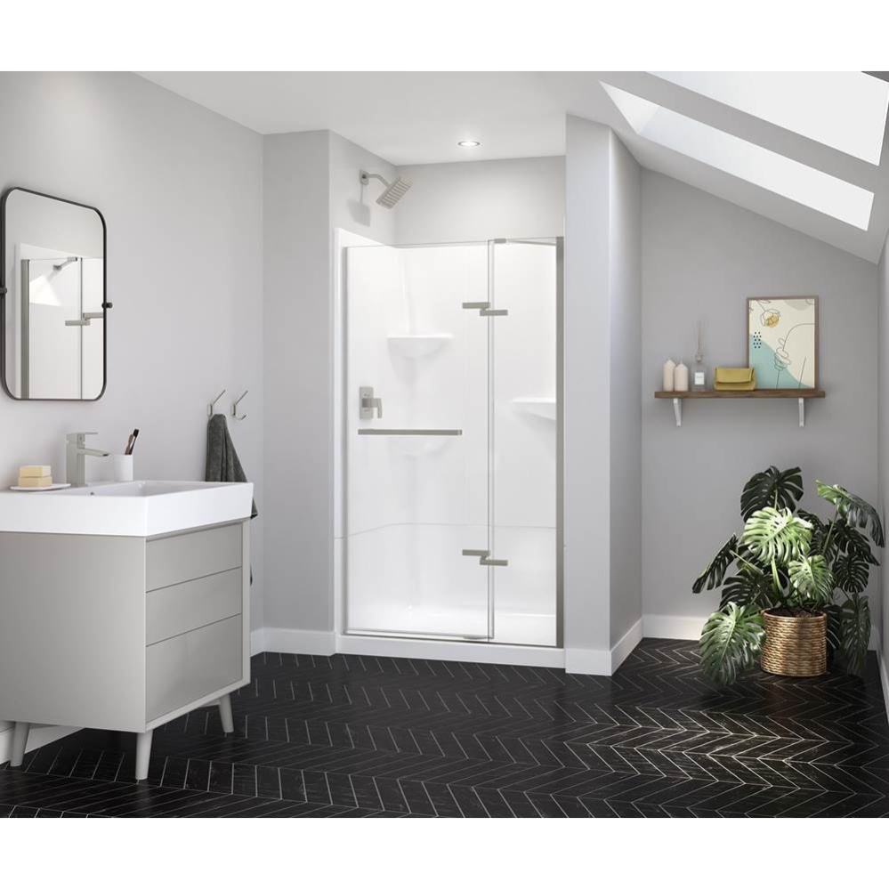 Reveal Sleek 71 41 1/2-44 1/2 x 71 1/2 in. 8mm Pivot Shower Door for Alcove Installation with Clea