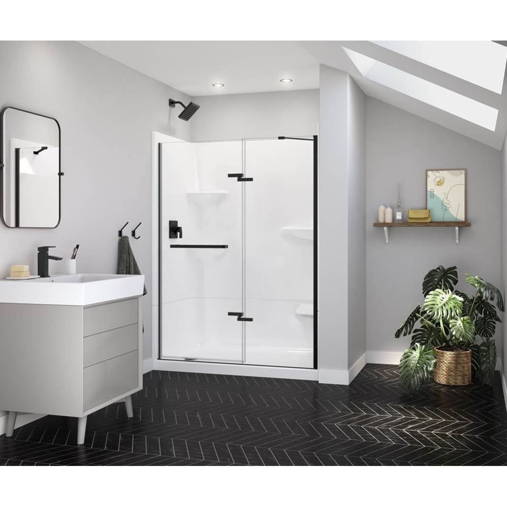 Reveal Sleek 71 51 1/2-54 1/2 x 71 1/2 in. 8mm Pivot Shower Door for Alcove Installation with Clea