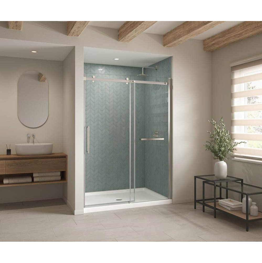 B3Round 6042 Acrylic Alcove Shower Base in White with Anti-slip Bottom with Center Drain