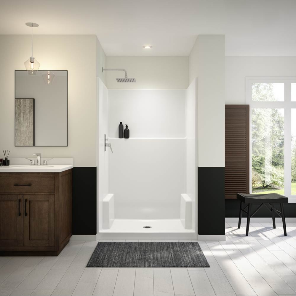 Icon SH4836 AcrylX Alcove Center Drain One-Piece Shower in White