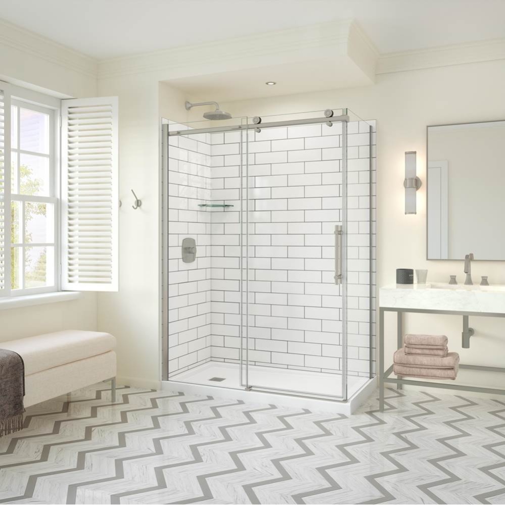 Odyssey SC Return Panel for 36 Inch Base in Clear glass in Brushed Nickel