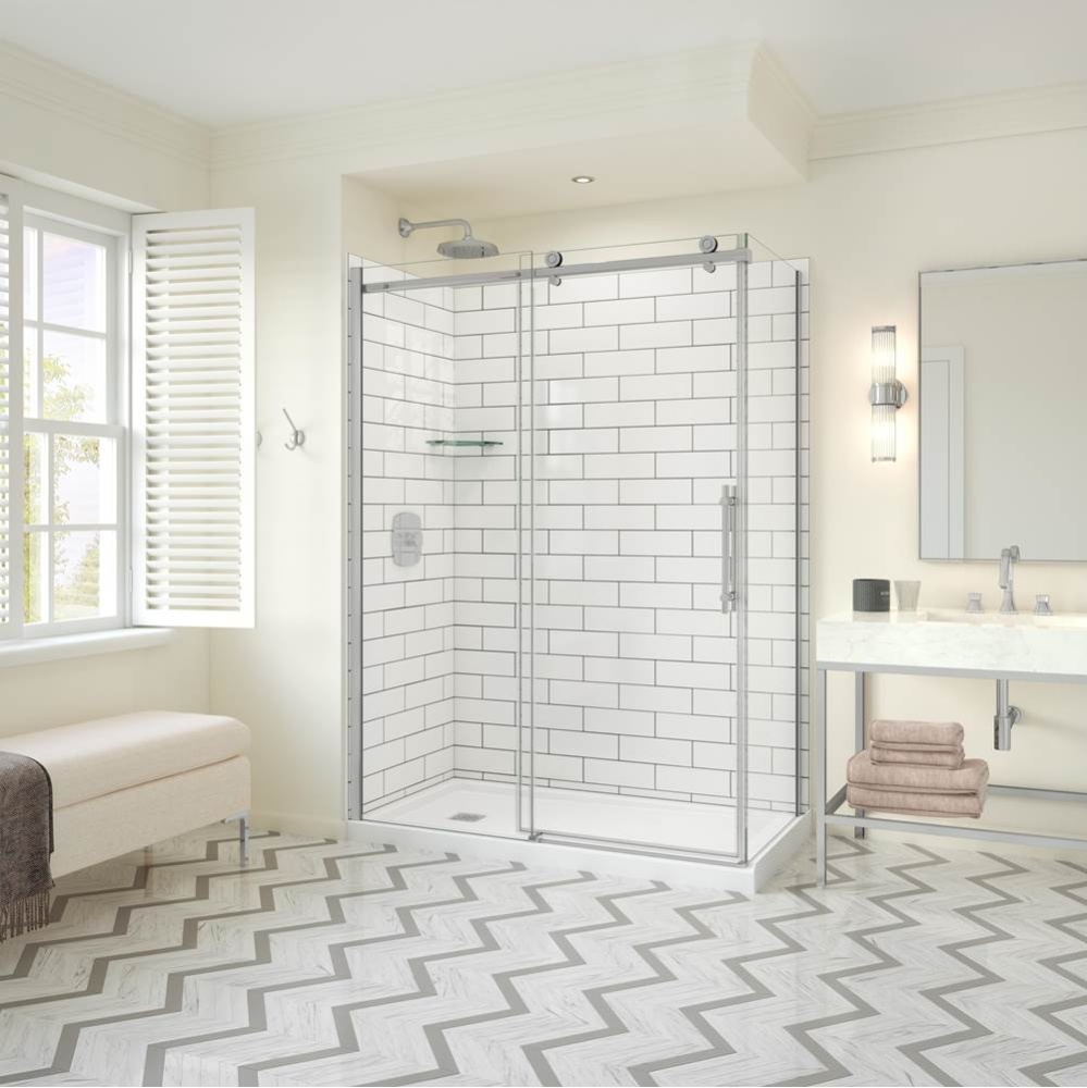 Odyssey SC Return Panel for 36 Inch Base in Clear glass in Chrome