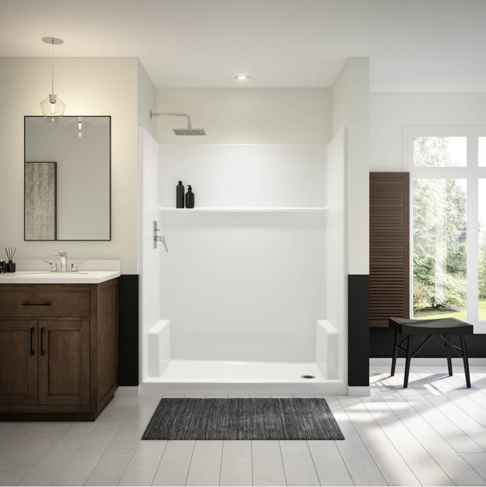 Icon SH6030 AcrylX Alcove Right Hand Drain One-Piece Shower in White