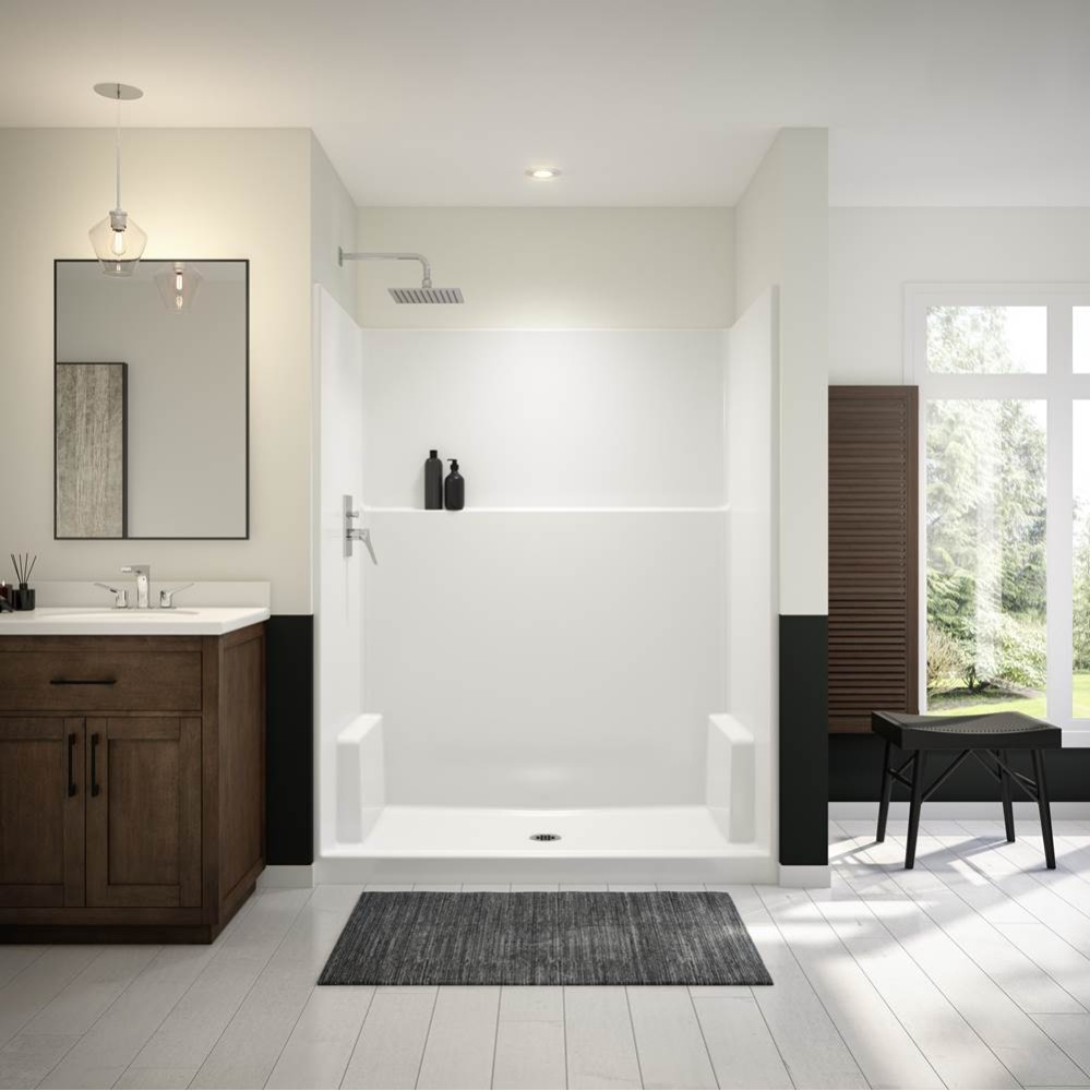 Icon SH6036 AcrylX Alcove Center Drain One-Piece Shower in White