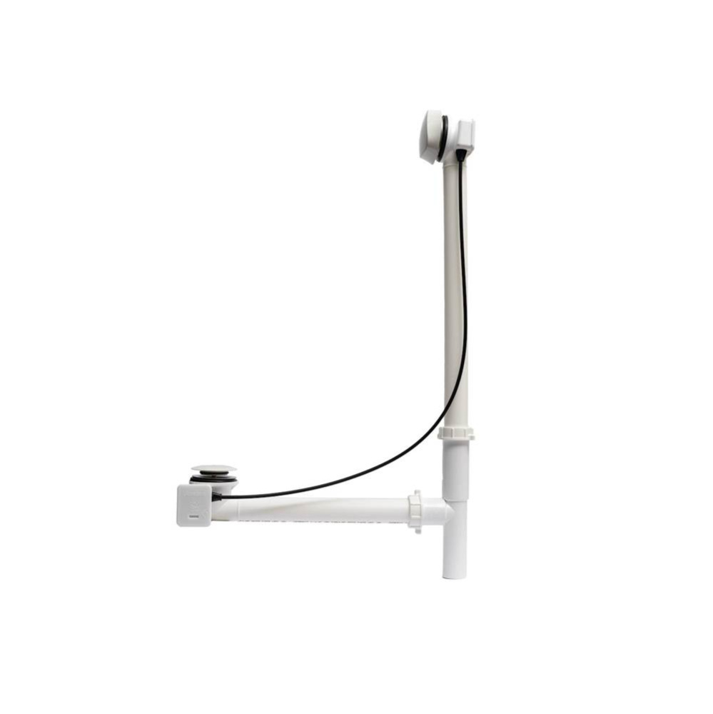 Rotary Turn Cable-Operated Waste and Overflow, 33'' Cable, Complete Kit in White