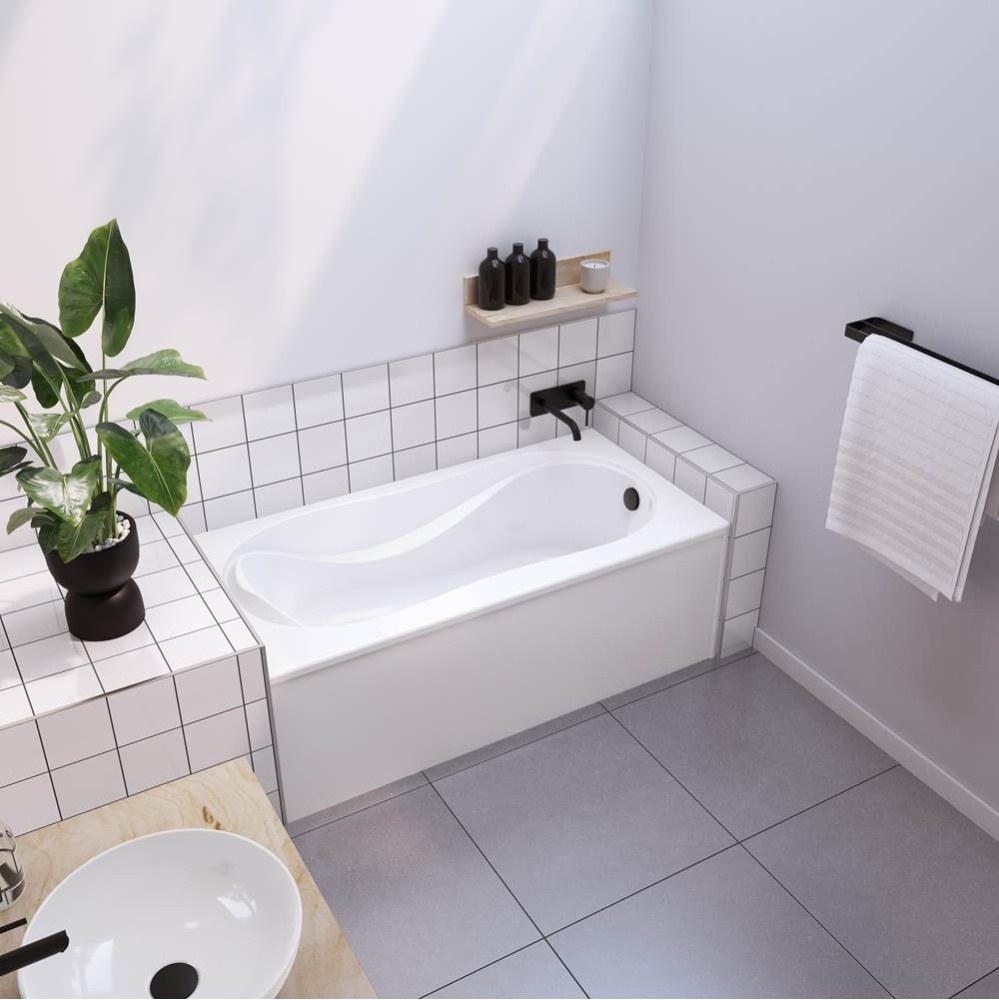 Cocoon Sleek 6030 IFS Acrylic Alcove Right-Hand Drain Bathtub in White