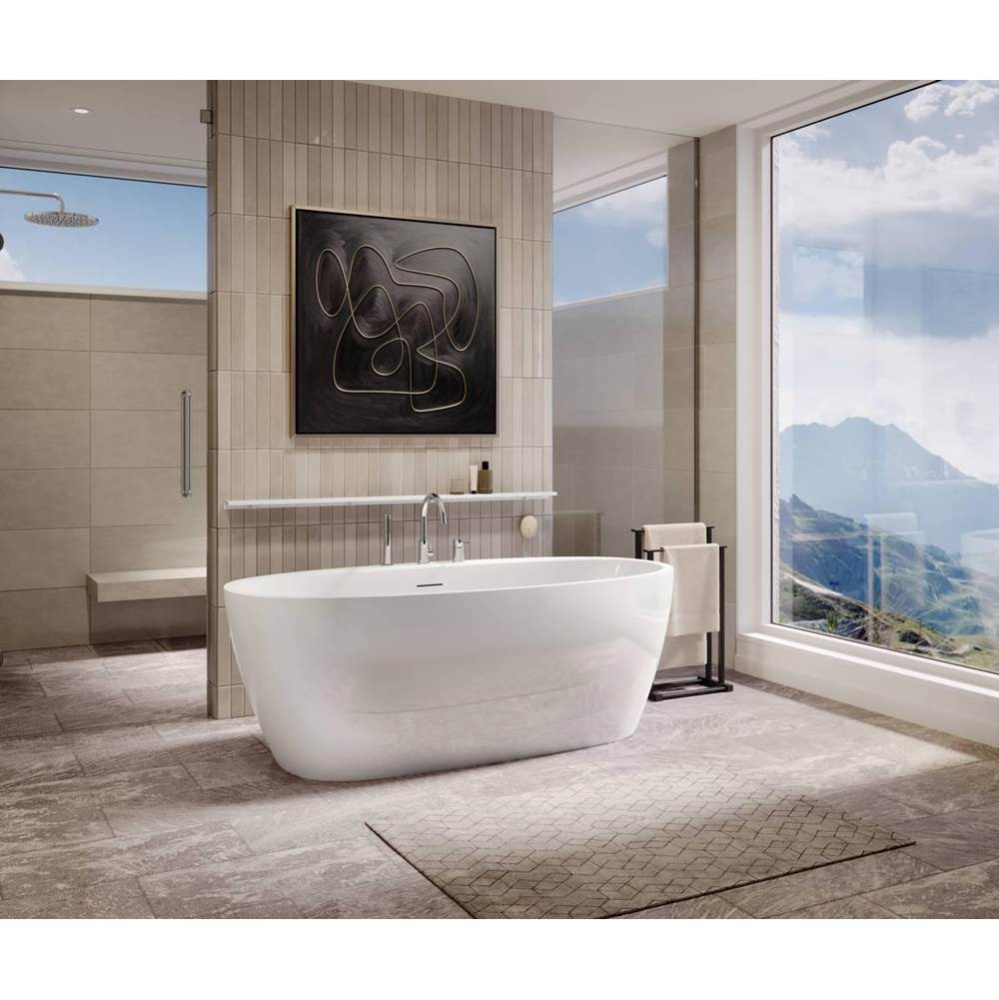 Hatto 6732 Acrylic Freestanding Center Drain Bathtub in White