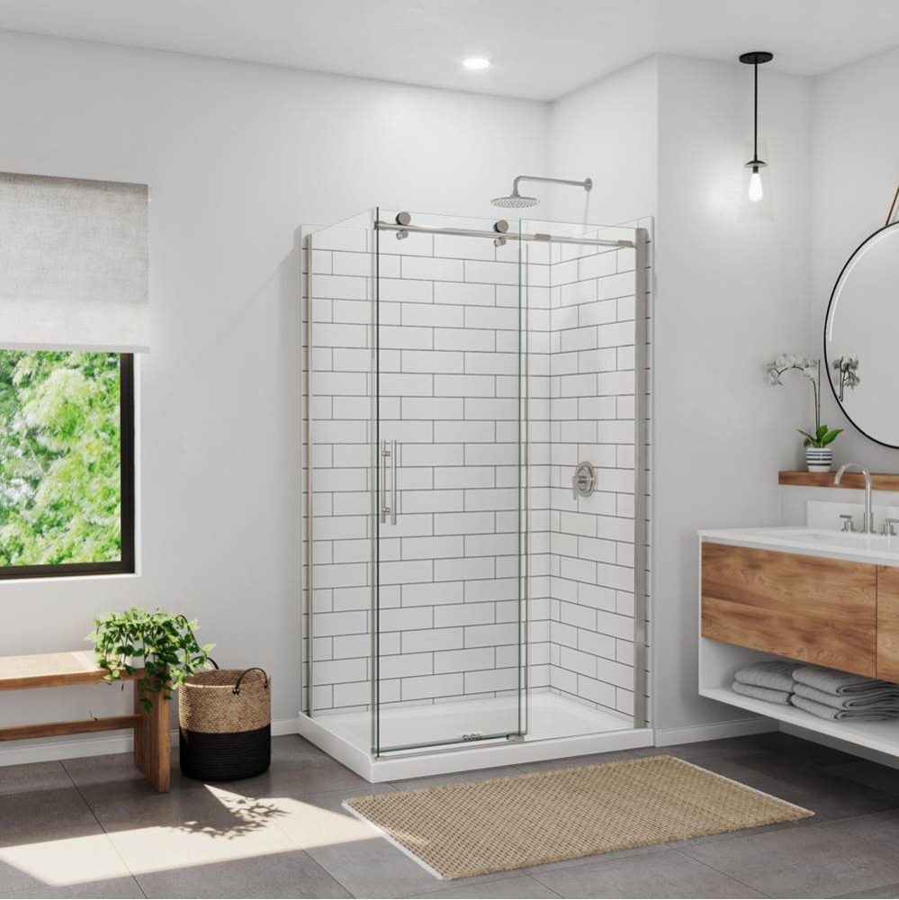 Ibiza Return Panel for 32 Inch Base with Clear glass in Brushed Nickel