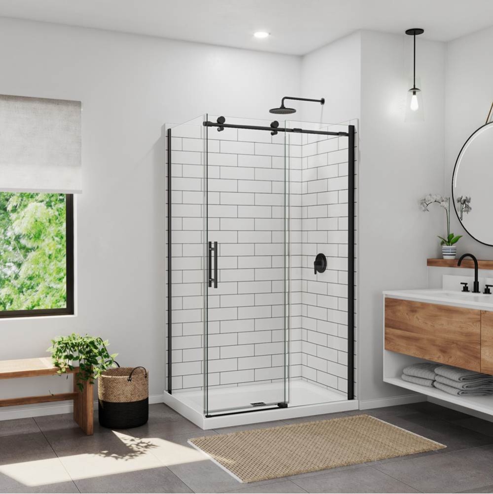 Ibiza Return Panel for 32 Inch Base with Clear glass in Matte Black