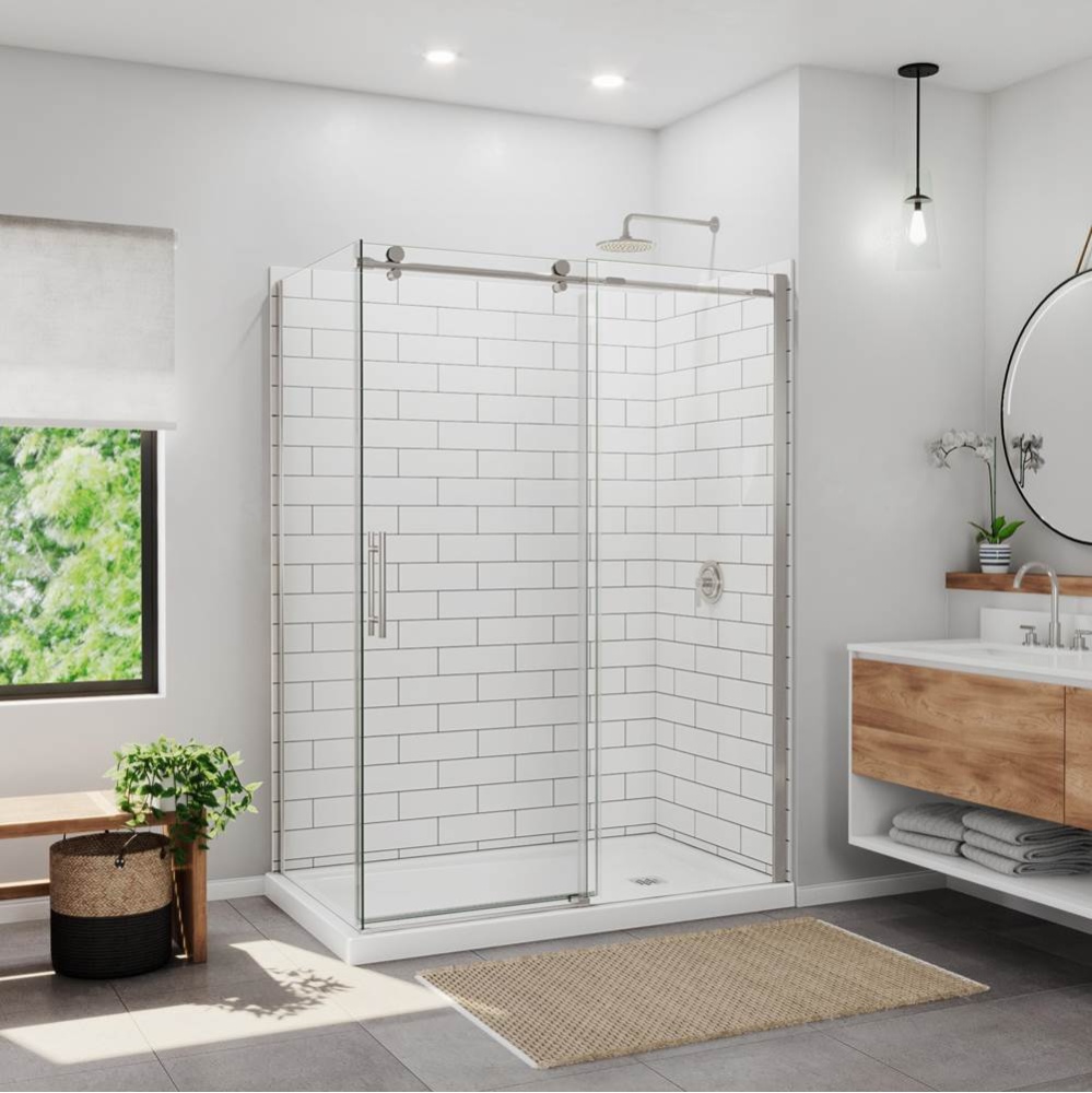 Ibiza Return Panel for 36 Inch Base with Clear glass in Brushed Nickel