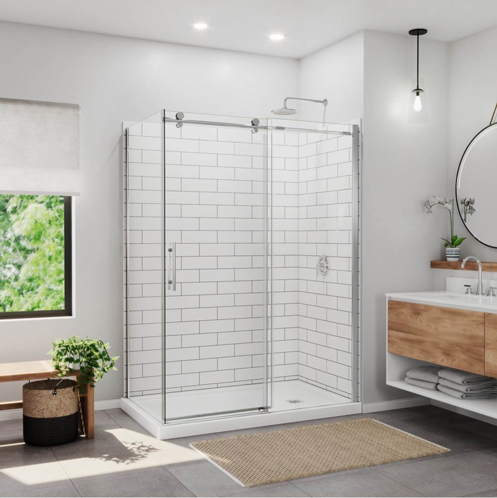 Ibiza Return Panel for 36 Inch Base with Clear glass in Chrome