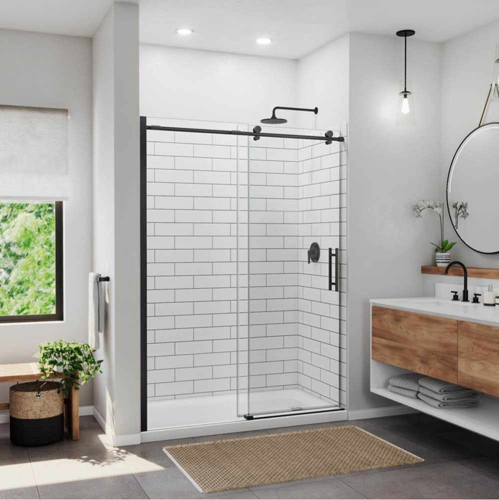 Ibiza 57-59 x 78 Inch 8mm Sliding Shower Door for Alcove Installation with Clear glass in Matte Bl