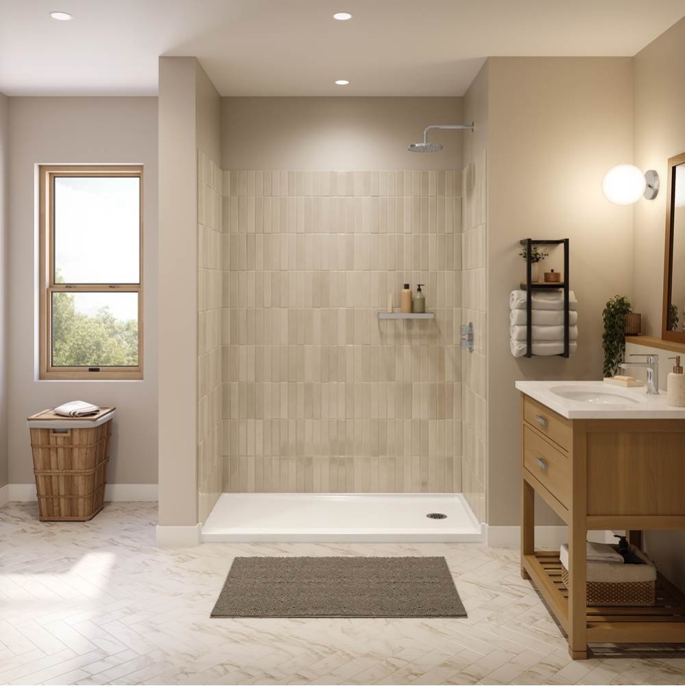 Interflo 6030 Acrylic Alcove Shower Base in White with Right-hand Drain