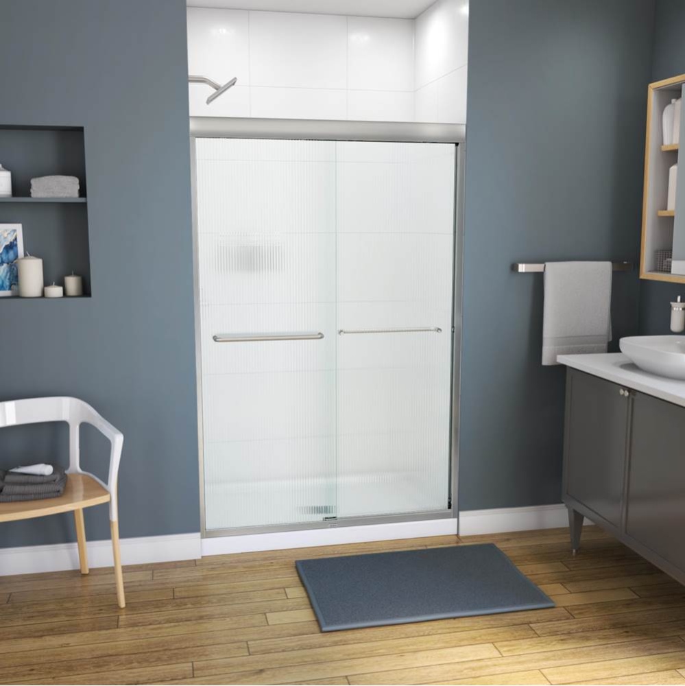 Kameleon 43-47 x 71 Inch 6 mm Bypass Shower Door for Alcove Installation with Fluted glass in Brus